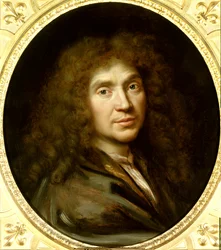 Ritratto di Molière (1622-1673) Jean Baptiste Poquelin. Olio su tela. Dipinto di Pierre Mignard (1612-1695) circa 1658. Chantilly, Museo Condé