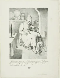Schizzo di Jean-Jacques Rousseau (recto); scena di foresta (verso)
