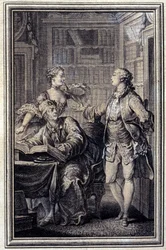 Una donna avara, Gallant Croc - in “Tales et nouvelles en vers” di Jean La Fontaine. 1776. Illustrazione di P.P. Choffard.