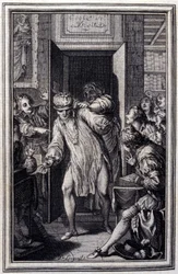 Re Candaule e il Maestro di Legge - in "Tales et nouvelles en vers" di Jean La Fontaine. 1776. Illustrazione di P.P. Choffard