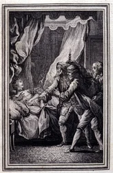 La Mandragora - in "Contes et nouvelles en vers" di Jean La Fontaine. 1776. Illustrazione di P.P. Choffard.