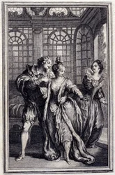 La fidanzata del re di Garbe - in "Contes et nouvelles en vers" di Jean La Fontaine. 1776. Illustrazione di P.P. Choffard.