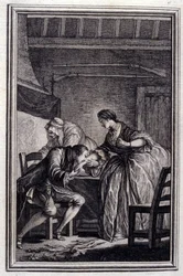 Il falcone - in "Racconti e novelle in versi" di Jean La Fontaine. 1776. Illustrazione di P.P. Choffard.