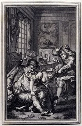 Le bat - in "Tales et nouvelles en vers" di Jean La Fontaine. 1776. Illustrazione di P.P. Choffard.