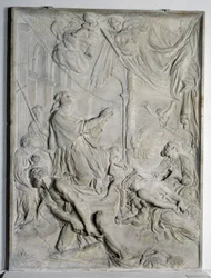 Basso rilievo della Peste di Milano - San Carlo Borromeo in preghiera