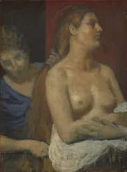 Una domestica che pettina i capelli di una donna, ca. 1883