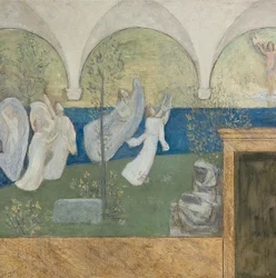 Dettaglio da un dipinto preparatorio per Les Muses inspiratrices acclament le Génie, Messager de Lumière, 1895