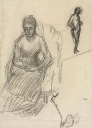 Studio di Madame Marie Cantacuzène; Studio di nudo femminile in piedi, 1883 circa (gesso nero)