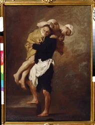 Due figure. Dipinto di Pierre Subleyras (1699-1749). Olio su tela, 66 x 49 cm, circa 1736. Arte francese del XVIII secolo. Museo Puškin delle Belle Arti, Mosca.