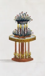 Portafiori in mogano e bronzo, tavola 287, illustrazione da Collection de meubles et objects de gout