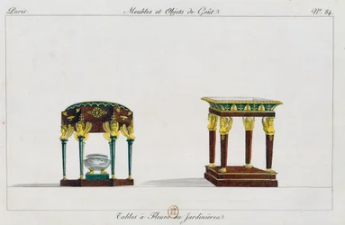 Tavoli per fiori o supporti per fiori, tavola 84, illustrazione da Collection de meubles et objets de goût