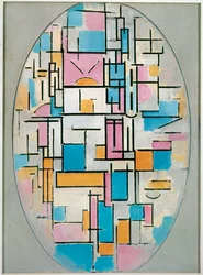 Composizione in ovale con piani di colore 1 (olio su tela)