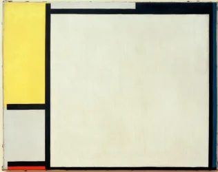 Composizione con giallo, nero, blu, rosso e grigio