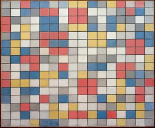 Composizione con griglia 9; scacchiera con colori chiari