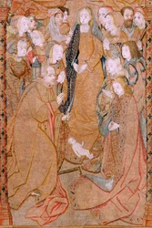 Arazzo fiammingo. Serie Trionfi della Madre o Paños de Oro. Nascita di Cristo. Terzo arazzo della serie. Modello Colin de Cooter (?). Manifattura Pieter van Aelst (o van Edingen), Bruxelles. Ca 1500-1502. Tessuto Oro, argento, seta e lana.