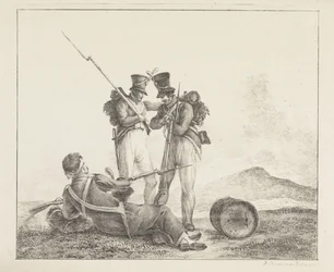 Tre soldati sul campo di battaglia
