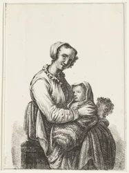 Madre con bambino e neonato