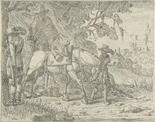 Cavallo sellato con soldati
