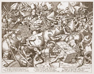 La battaglia per il denaro, inciso da Pieter van der Heyden, dopo il 1570