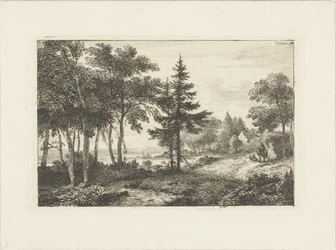 Paesaggio con pino e cavaliere