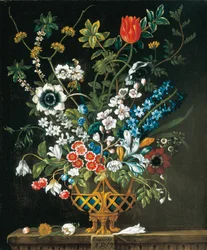 Febbraio, dai Dodici Mesi di Fiori, un calendario floreale di nature morte