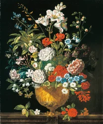 Luglio, dai Dodici Mesi di Fiori, un calendario floreale di nature morte
