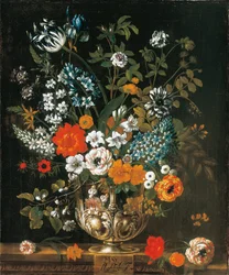Maggio, dai Dodici Mesi di Fiori, un calendario floreale di nature morte