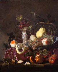 Natura morta di frutta, uva, melograni e meloni, 1655 (olio su tela)
