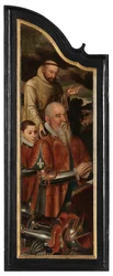 Pannello sinistro di Cristo sulla croce con la Vergine, San Giovanni e Maria Maddalena