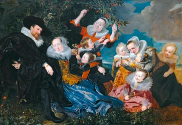 Paulus van Beresteyn e sua moglie Catarina Both van der Eem con i loro sei figli e due domestici ...