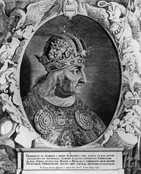 Ritratto di Federico IV, Sacro Romano Imperatore, inciso da Sompel, Pieter van