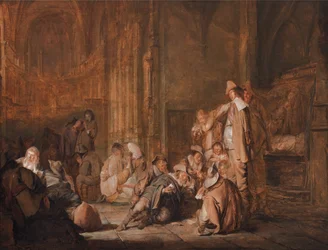 Scena di guardia in una chiesa