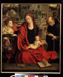 La Sacra Famiglia con un angelo