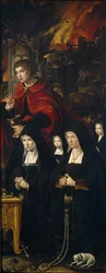 San Giovanni Evangelista con due donne e due ragazze in preghiera Pannello destro del Giudizio Universale