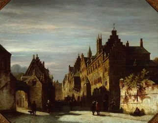 Una Scena di Strada Olandese con Soldati