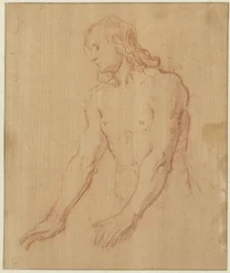 Giovane uomo nudo, a mezza figura