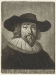 Ritratto di un uomo con cappello e colletto