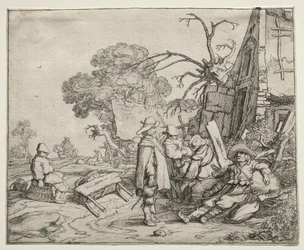 Paesaggio con soldati