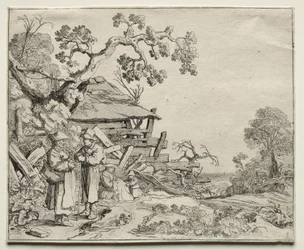 Paesaggio con due contadini che conversano, 1626