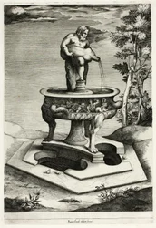 Fontana con Sileno nel giardino del Palazzo Cesi vicino a Roma