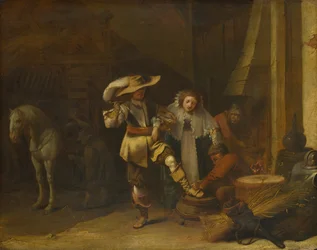 Un uomo e una donna in un cortile di stalla, anni 1630