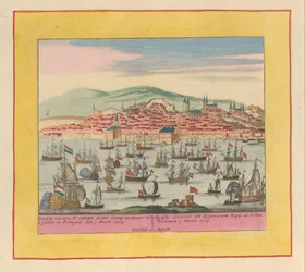 Arrivo della flotta olandese-inglese con re Carlo III a Lisbona, 1704