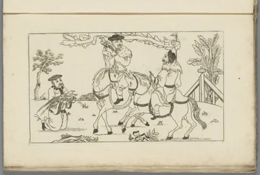 Paesaggio cinese con due cavalieri