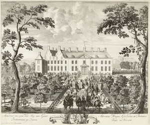 Arrivo di Guglielmo III al lodge di caccia, Hof te Dieren, 1691