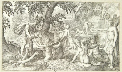 Mercurio consegna Bacco alle ninfe del monte Nysa