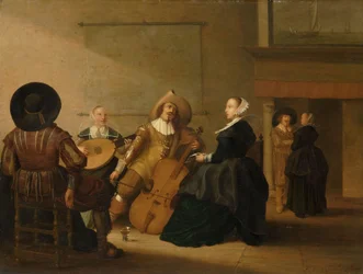Compagnia musicale in un interno