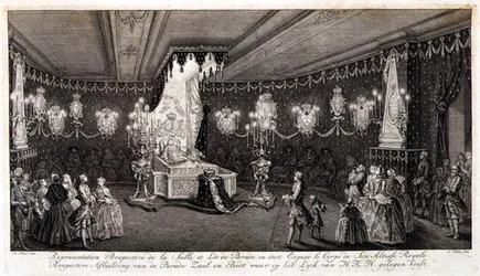 Il corpo di Anna, la Principessa Reale in stato (incisione)