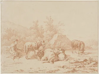 Paesaggio con pastore e il suo gregge