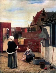 Una donna e la sua cameriera in un cortile, c1660-1661, 1933