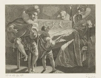 Compagnia musicale alla luce della torcia, ca. 1600